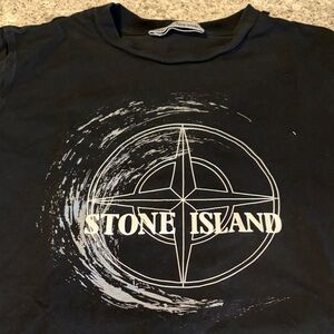 Stone Island Black Tee with White Graphic